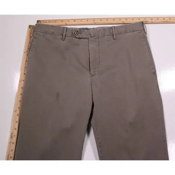 PT Torino Khaki Tan Flat Front Slim Fit Stretch Cotton Chino Pants 34x28 - Picture 4 of 9